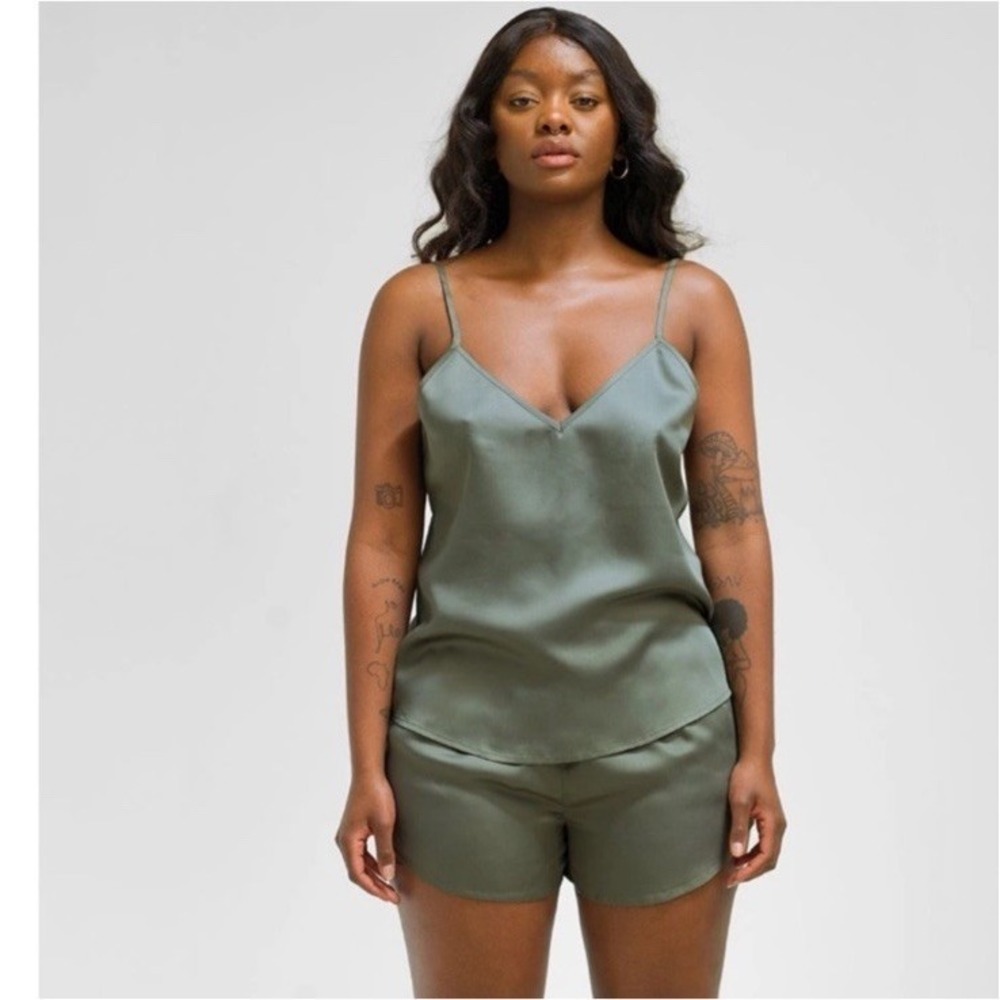 Ettitude Womens Sateen Lounge Pajama Shorts Size XL Moss Green Shortie Bamboo